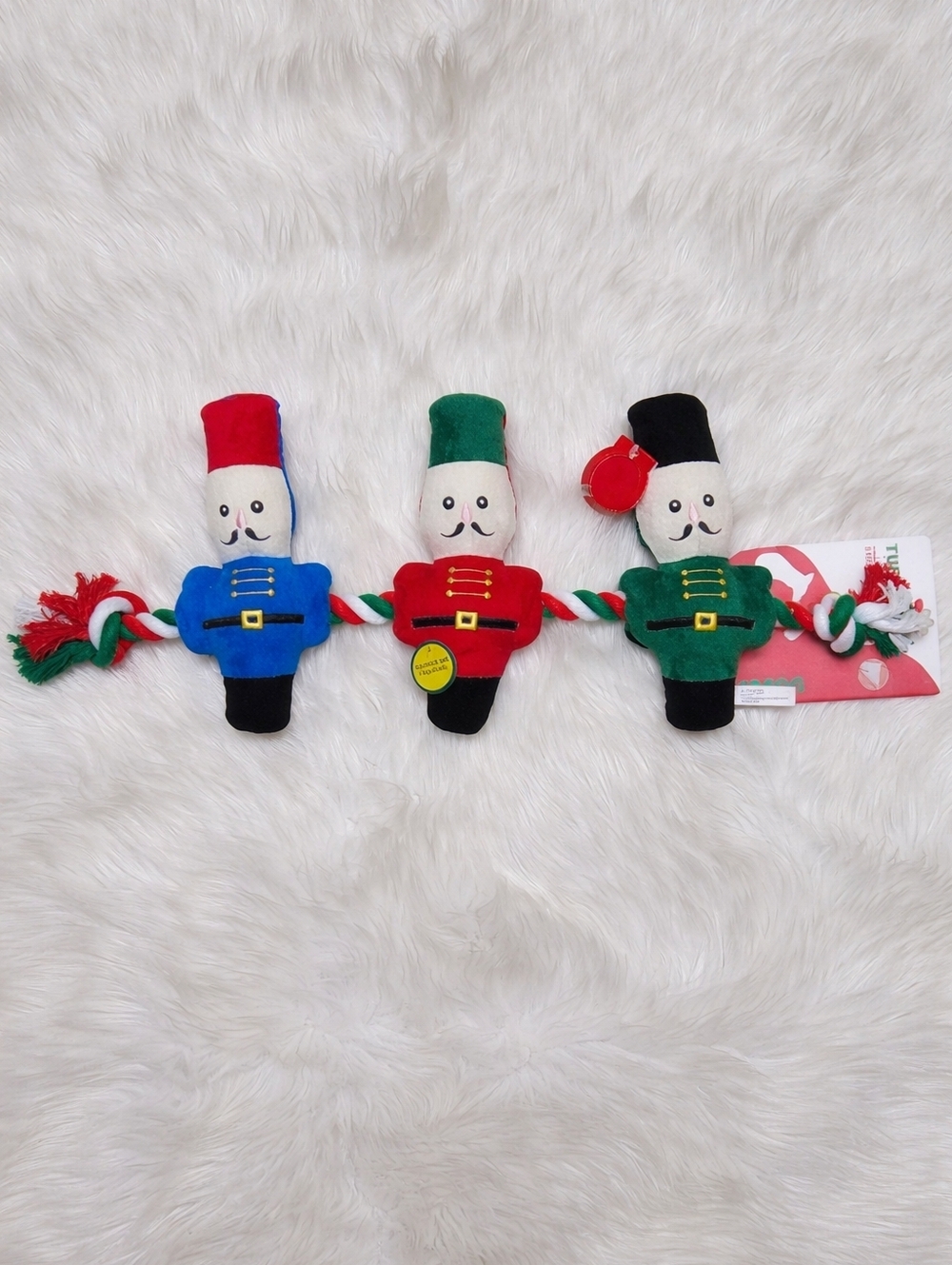 Christmas Nutcracker Squeeker Plush Dog Toy with Rope New with Tags 24" Length